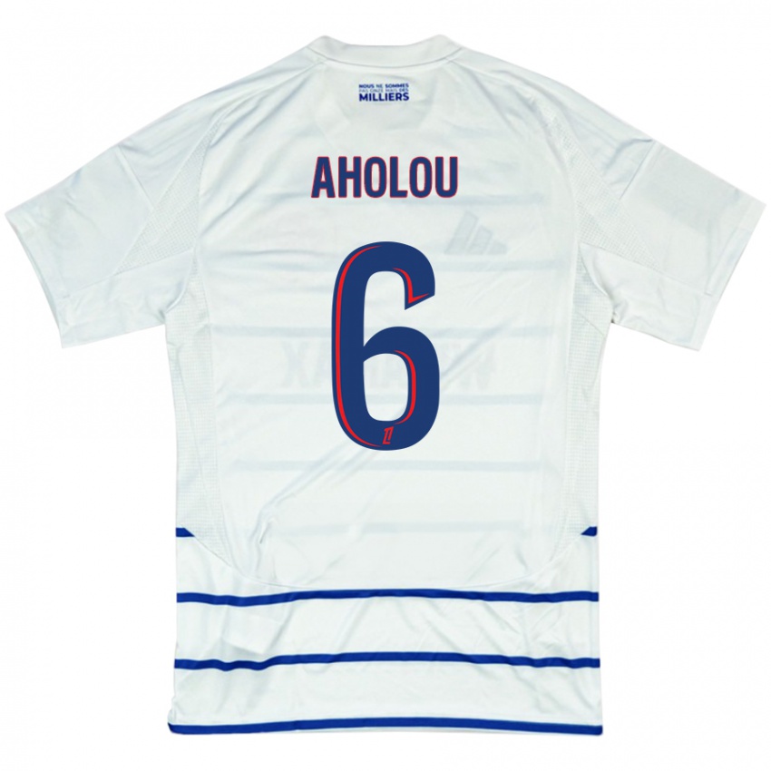 Herren Jean-Eudes Aholou #6 Weiß Blau Auswärtstrikot Trikot 2024/25 T-Shirt