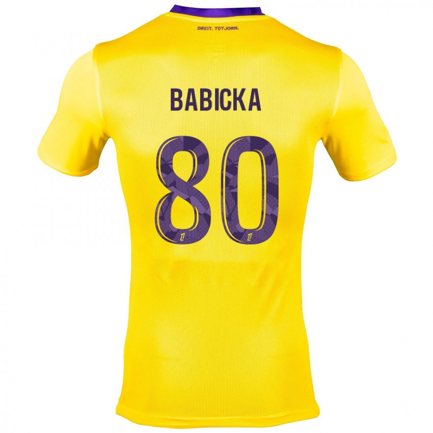 Herren Shavy Babicka #80 Gelb Lila Auswärtstrikot Trikot 2024/25 T-Shirt