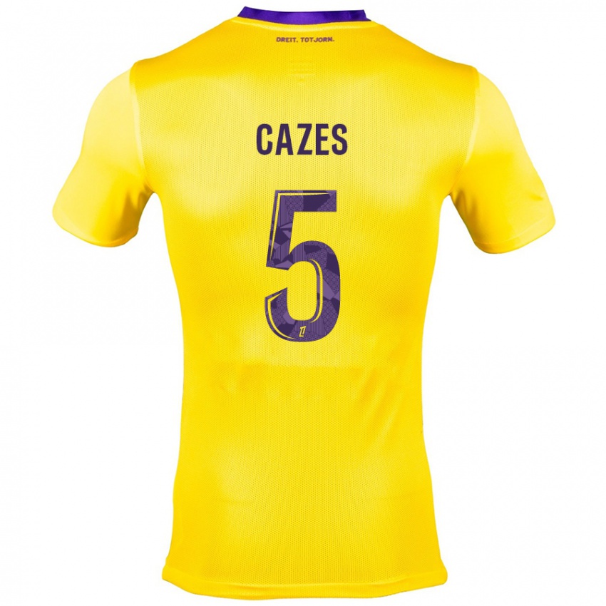 Herren Manon Cazes #5 Gelb Lila Auswärtstrikot Trikot 2024/25 T-Shirt