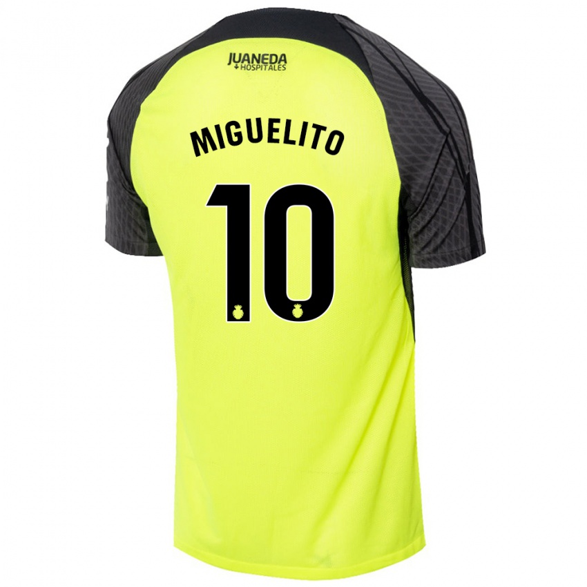 Herren Miguelito #10 Fluoreszierend Grün Schwarz Auswärtstrikot Trikot 2024/25 T-Shirt