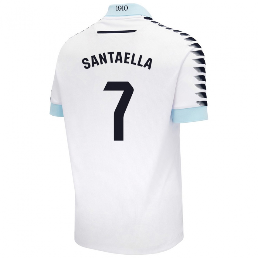 Herren Natalia Santaella Picón #7 Weiß Blau Auswärtstrikot Trikot 2024/25 T-Shirt