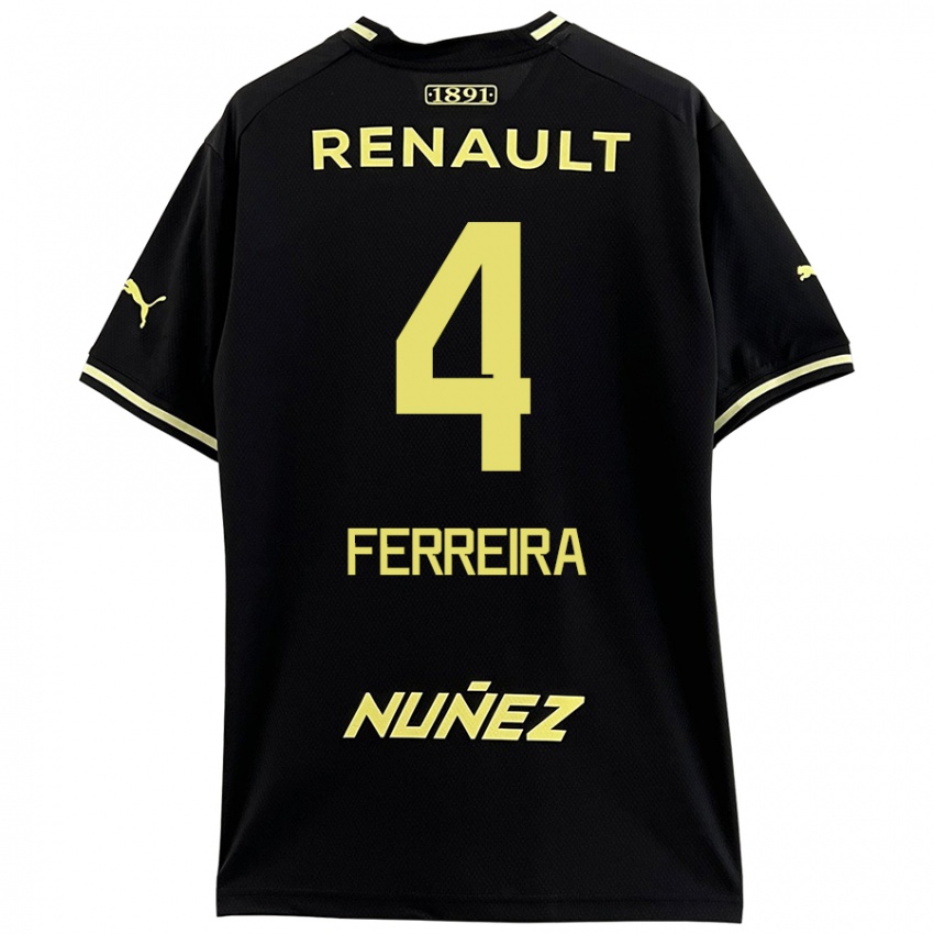 Herren Joaquín Ferreira #4 Schwarz Gelb Auswärtstrikot Trikot 2024/25 T-Shirt