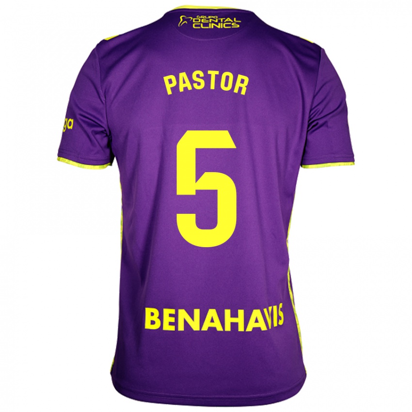 Herren Álex Pastor #5 Lila Gelb Auswärtstrikot Trikot 2024/25 T-Shirt