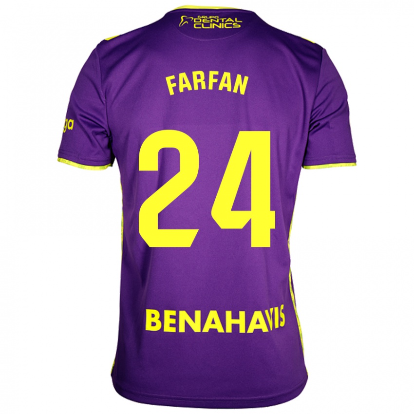 Herren María Farfán #24 Lila Gelb Auswärtstrikot Trikot 2024/25 T-Shirt