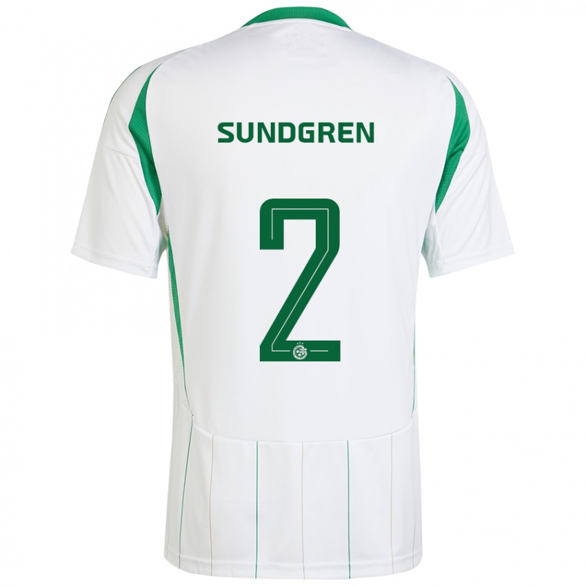 Herren Daniel Sundgren #2 Weiß Grün Auswärtstrikot Trikot 2024/25 T-Shirt