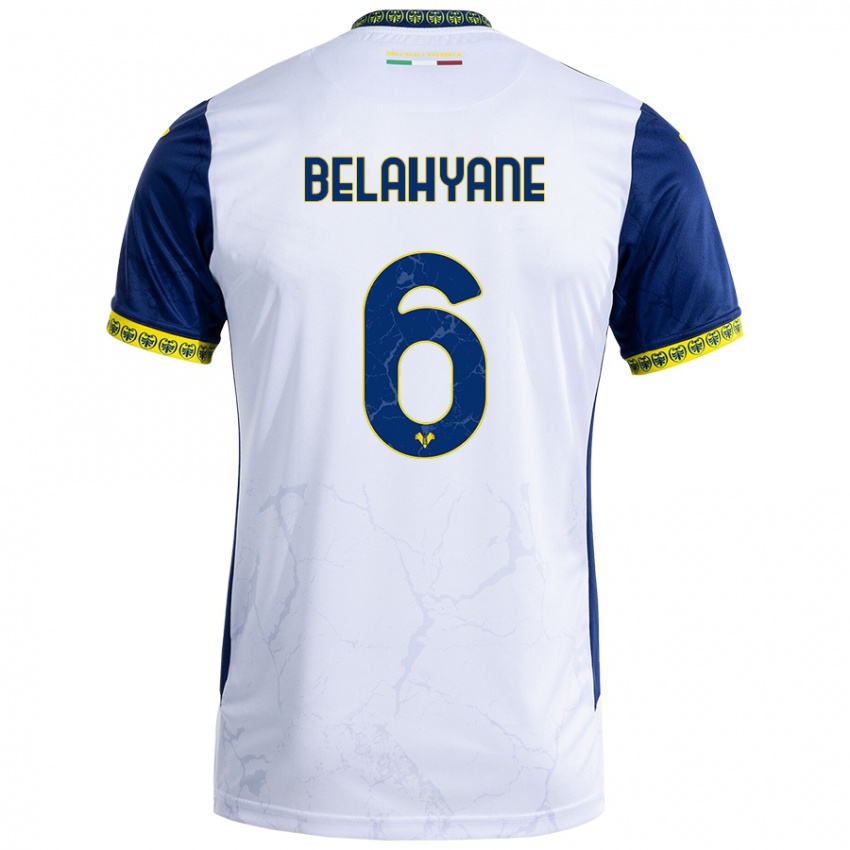 Herren Reda Belahyane #6 Weiß Blau Auswärtstrikot Trikot 2024/25 T-Shirt