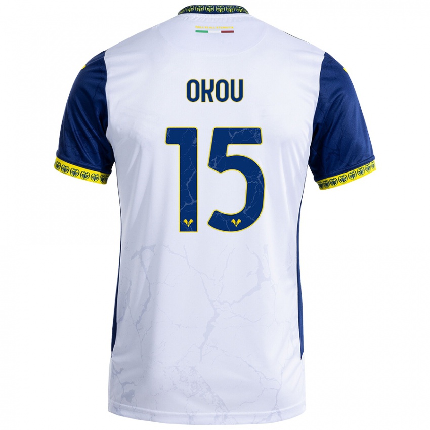 Herren Yllan Okou #15 Weiß Blau Auswärtstrikot Trikot 2024/25 T-Shirt