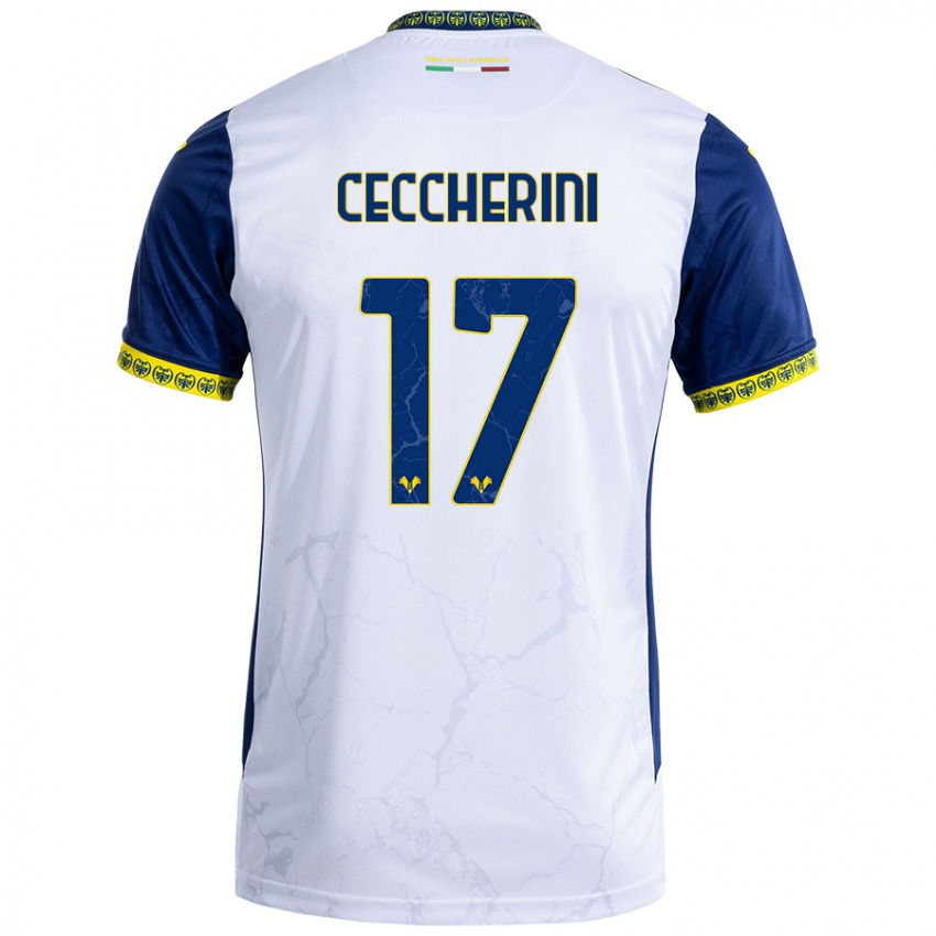 Herren Federico Ceccherini #17 Weiß Blau Auswärtstrikot Trikot 2024/25 T-Shirt