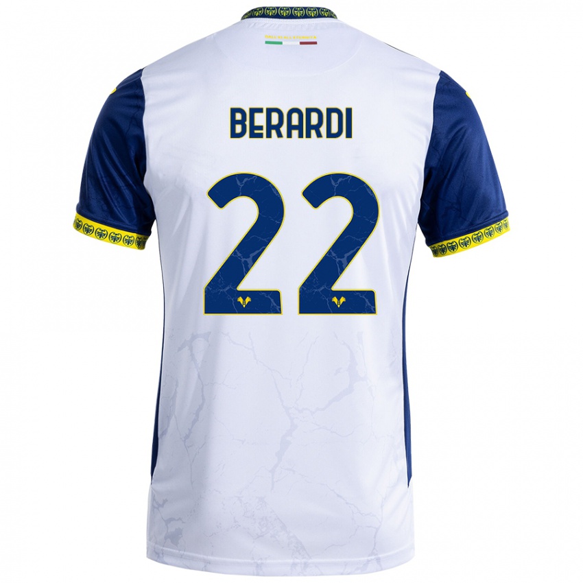 Herren Alessandro Berardi #22 Weiß Blau Auswärtstrikot Trikot 2024/25 T-Shirt