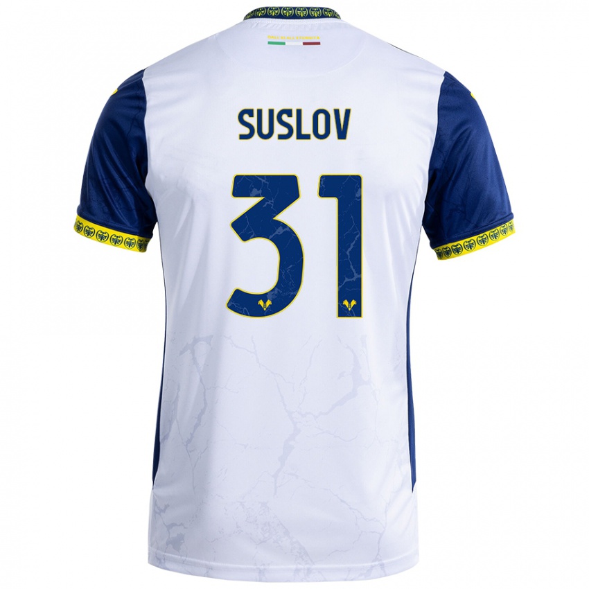 Herren Tomas Suslov #31 Weiß Blau Auswärtstrikot Trikot 2024/25 T-Shirt