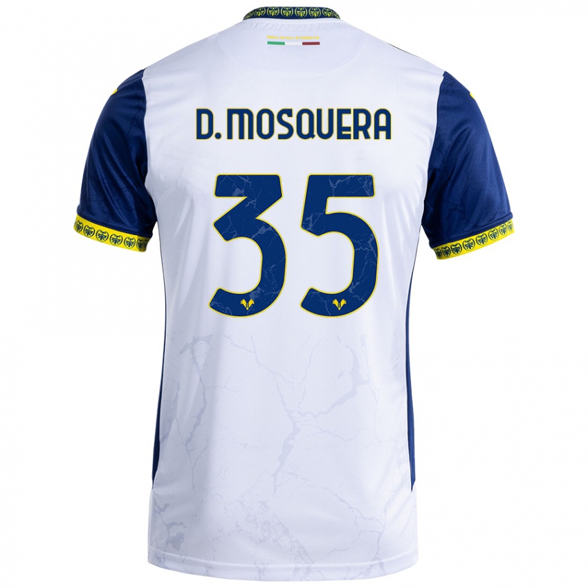 Herren Daniel Mosquera #35 Weiß Blau Auswärtstrikot Trikot 2024/25 T-Shirt