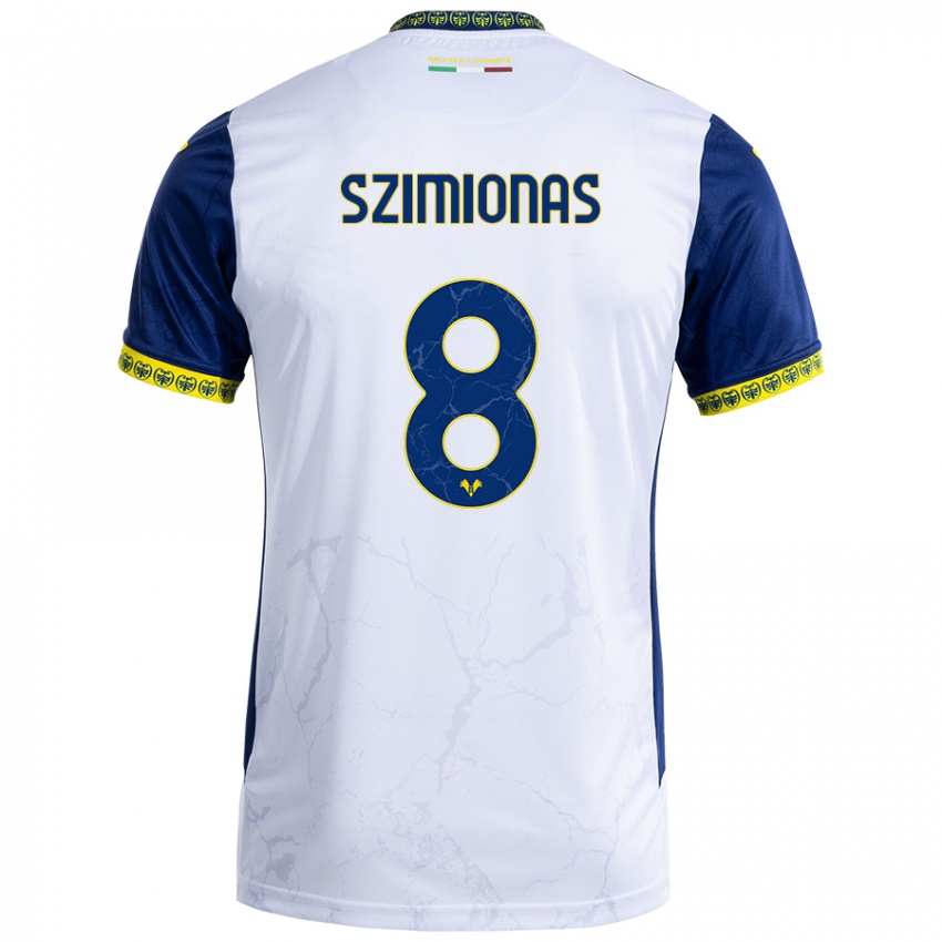 Herren Luca Szimionas #8 Weiß Blau Auswärtstrikot Trikot 2024/25 T-Shirt