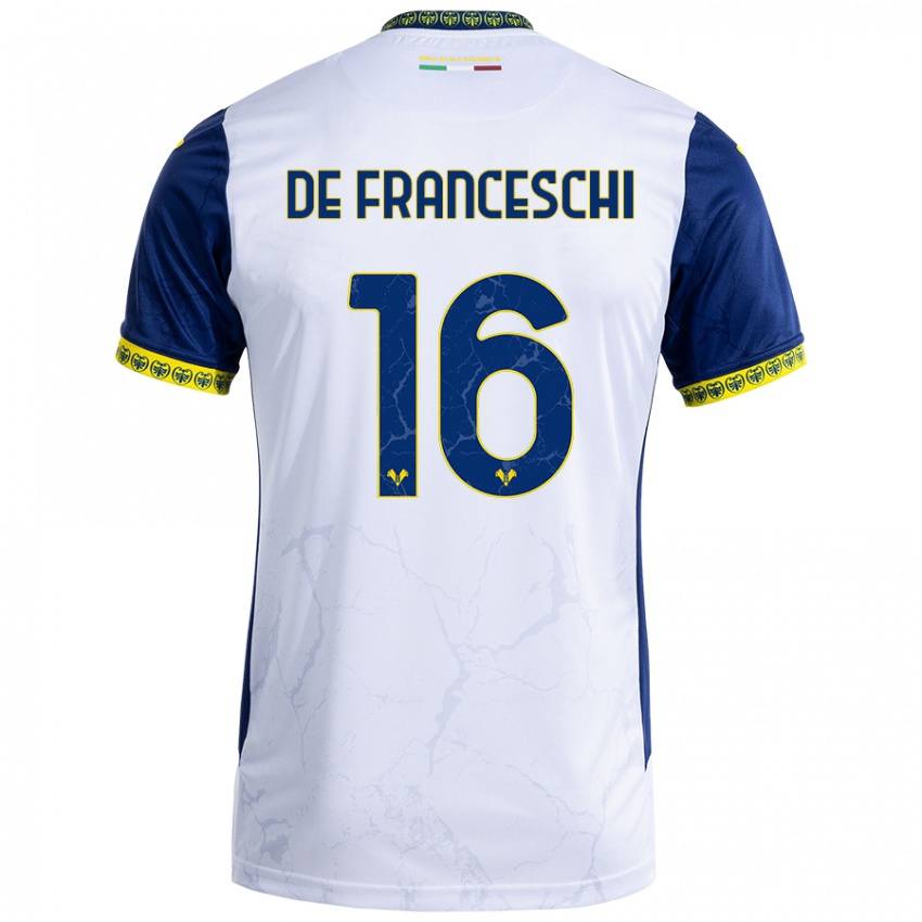 Herren Edoardo De Franceschi #16 Weiß Blau Auswärtstrikot Trikot 2024/25 T-Shirt