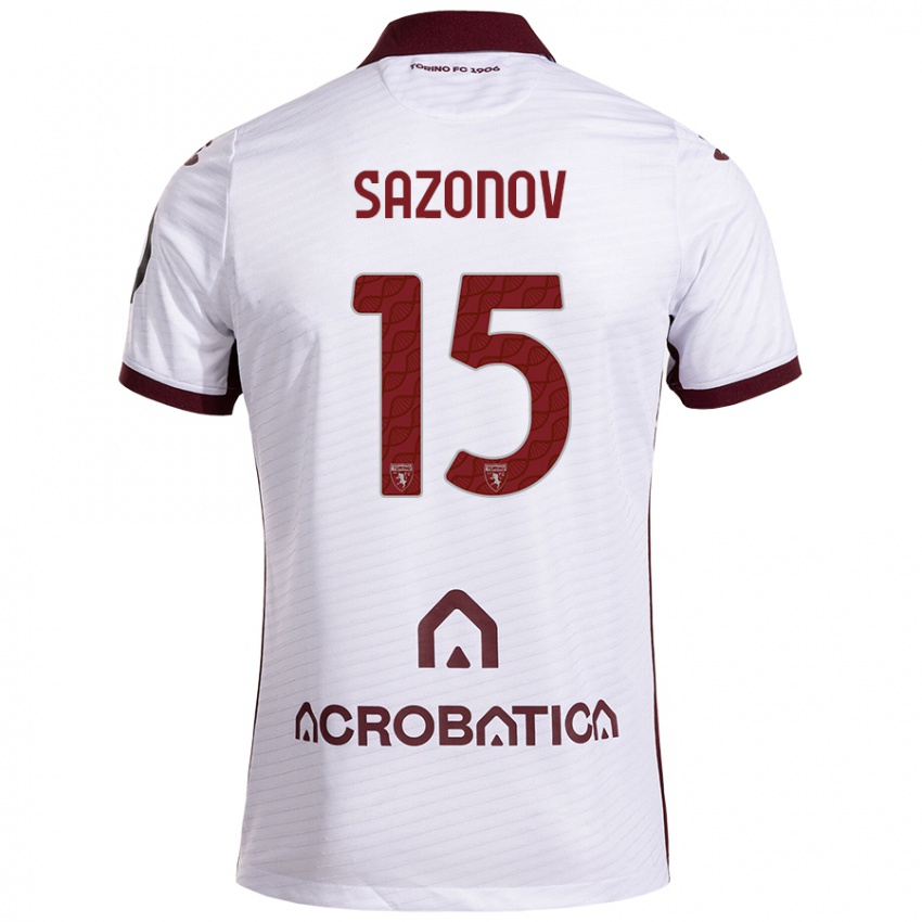 Herren Saba Sazonov #15 Weiß Kastanienbraun Auswärtstrikot Trikot 2024/25 T-Shirt