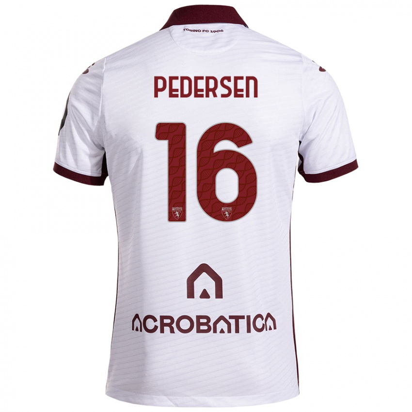 Herren Marcus Pedersen #16 Weiß Kastanienbraun Auswärtstrikot Trikot 2024/25 T-Shirt