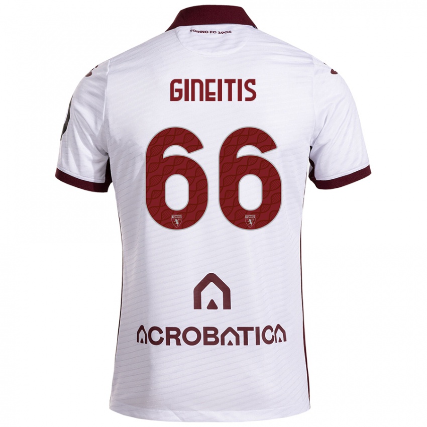 Herren Gvidas Gineitis #66 Weiß Kastanienbraun Auswärtstrikot Trikot 2024/25 T-Shirt