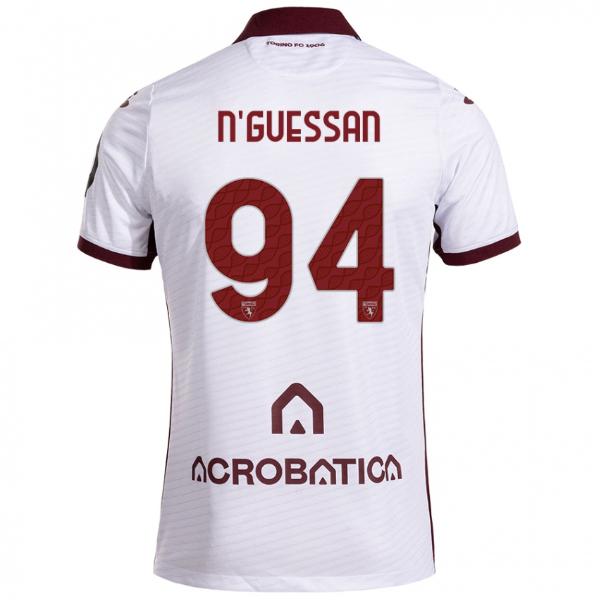 Herren Ange Caumenan N'guessan #94 Weiß Kastanienbraun Auswärtstrikot Trikot 2024/25 T-Shirt