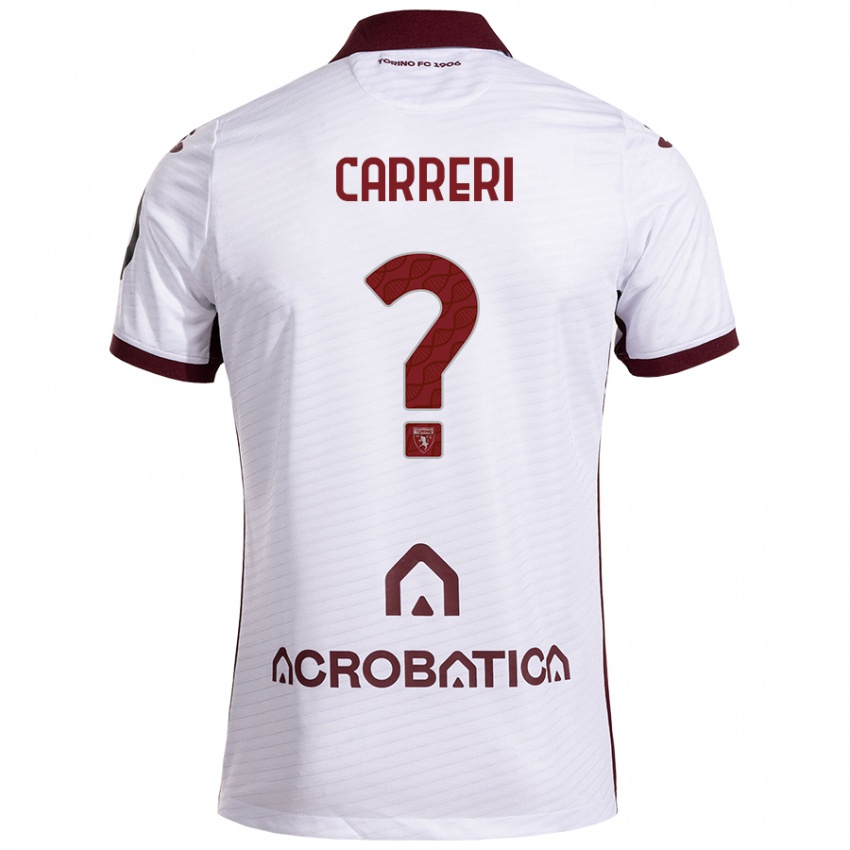 Herren Carlo Carreri #0 Weiß Kastanienbraun Auswärtstrikot Trikot 2024/25 T-Shirt