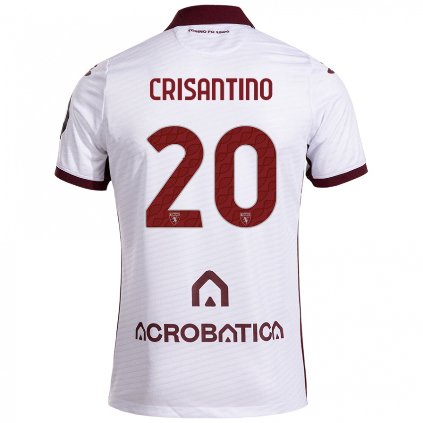 Herren Giulia Crisantino #20 Weiß Kastanienbraun Auswärtstrikot Trikot 2024/25 T-Shirt