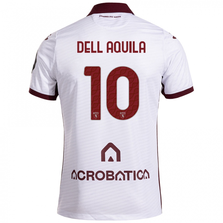 Herren Francesco Dell'aquila #10 Weiß Kastanienbraun Auswärtstrikot Trikot 2024/25 T-Shirt