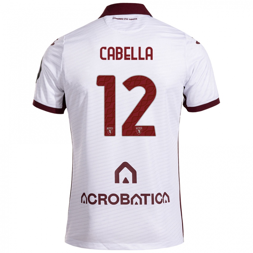 Herren Matteo Cabella #12 Weiß Kastanienbraun Auswärtstrikot Trikot 2024/25 T-Shirt