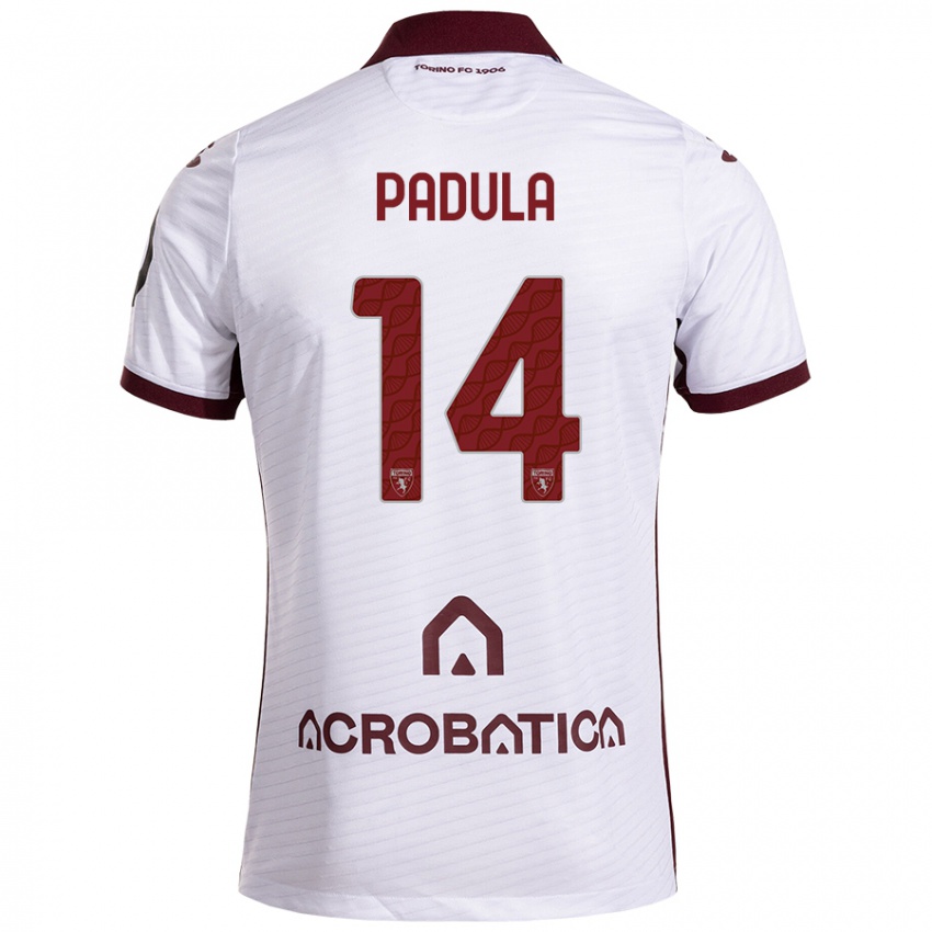 Herren Cristian Padula #14 Weiß Kastanienbraun Auswärtstrikot Trikot 2024/25 T-Shirt