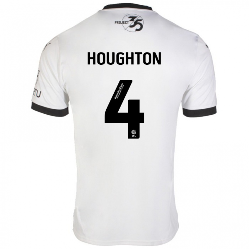 Herren Jordan Houghton #4 Weiß Schwarz Auswärtstrikot Trikot 2024/25 T-Shirt