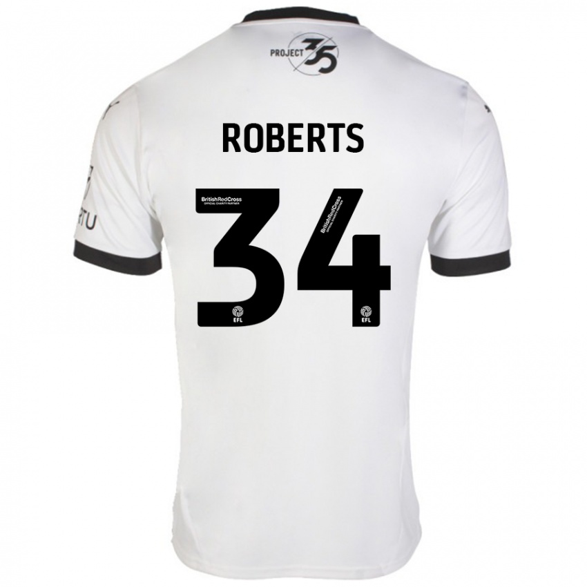 Herren Caleb Roberts #34 Weiß Schwarz Auswärtstrikot Trikot 2024/25 T-Shirt