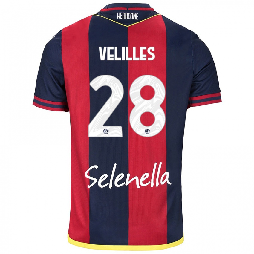 Damen Aarón Velilles #28 Rot Königsblau Heimtrikot Trikot 2024/25 T-Shirt