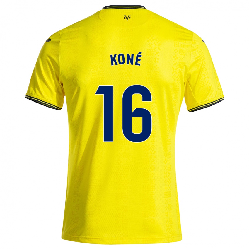 Damen Ayouba Koné #16 Gelb Schwarz Heimtrikot Trikot 2024/25 T-Shirt