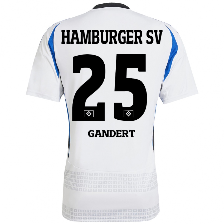 Damen Jeremy Gandert #25 Weiß Blau Heimtrikot Trikot 2024/25 T-Shirt