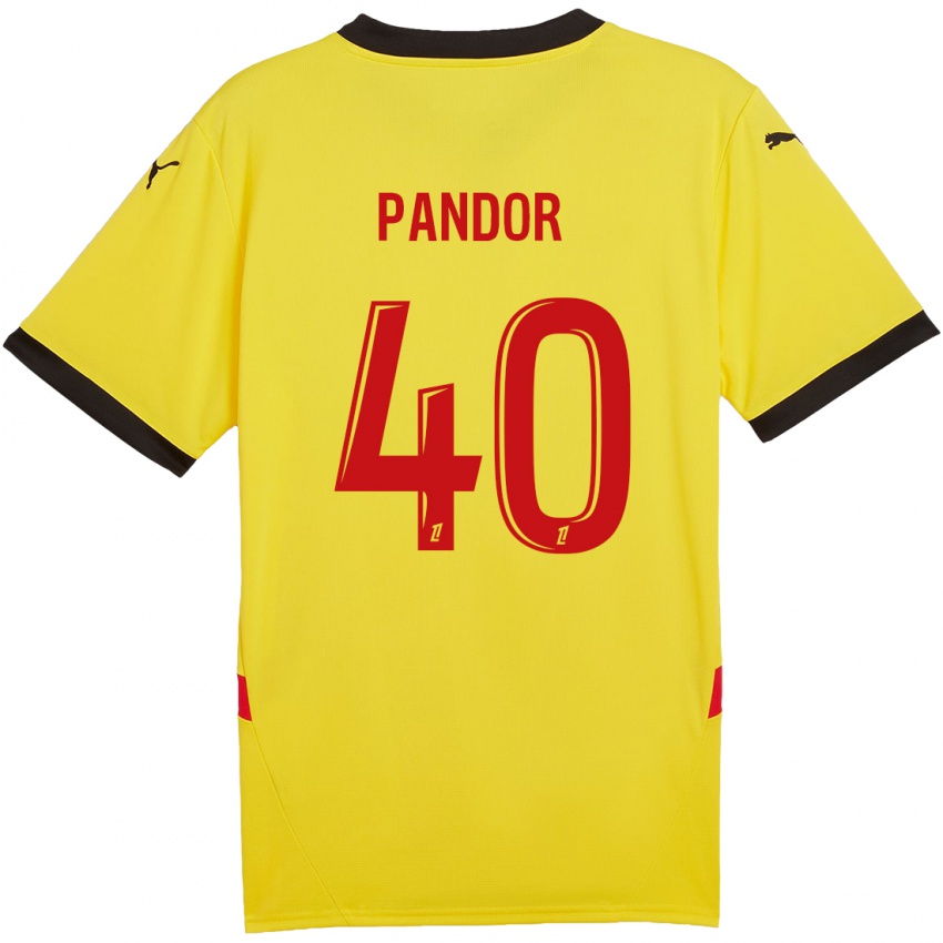 Damen Yannick Pandor #40 Gelb Rot Heimtrikot Trikot 2024/25 T-Shirt