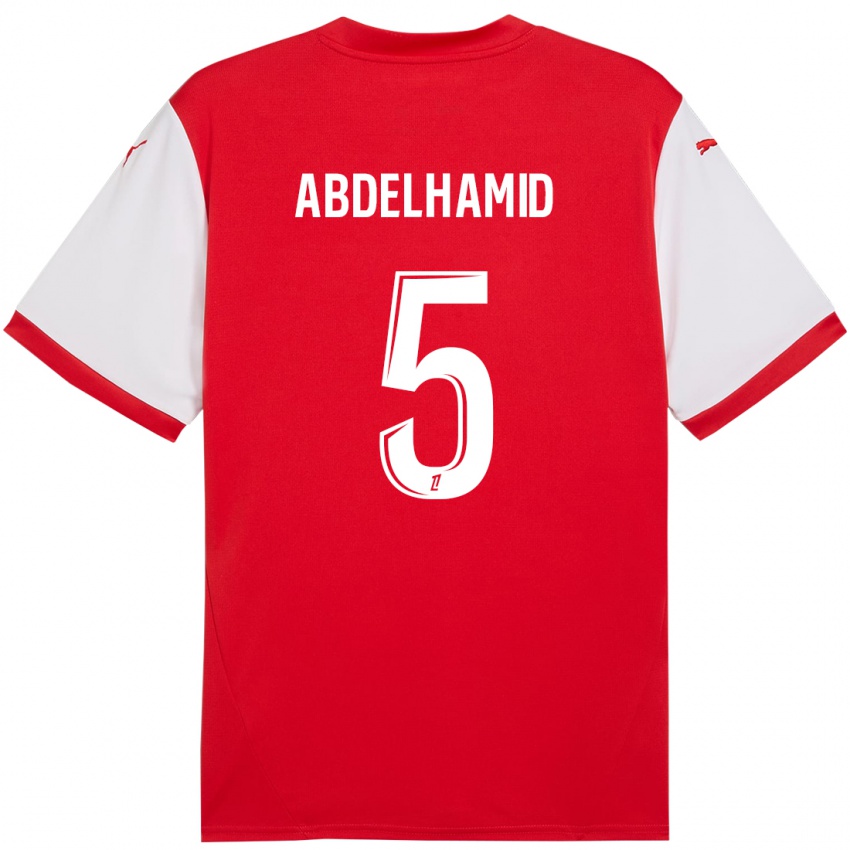 Damen Yunis Abdelhamid #5 Rot Weiß Heimtrikot Trikot 2024/25 T-Shirt