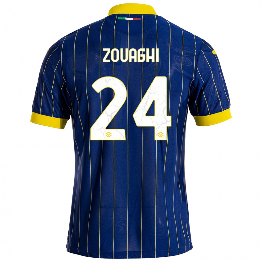 Damen Thomas Zouaghi #24 Blau Gelb Heimtrikot Trikot 2024/25 T-Shirt