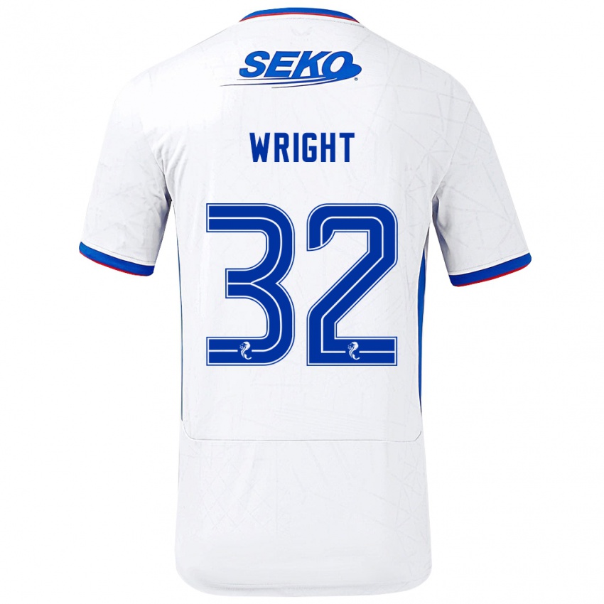 Damen Kieran Wright #32 Weiß Blau Auswärtstrikot Trikot 2024/25 T-Shirt