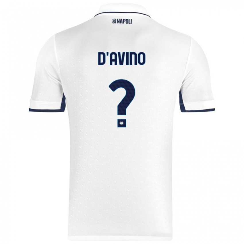 Damen Luigi D'avino #0 Weiß Königsblau Auswärtstrikot Trikot 2024/25 T-Shirt