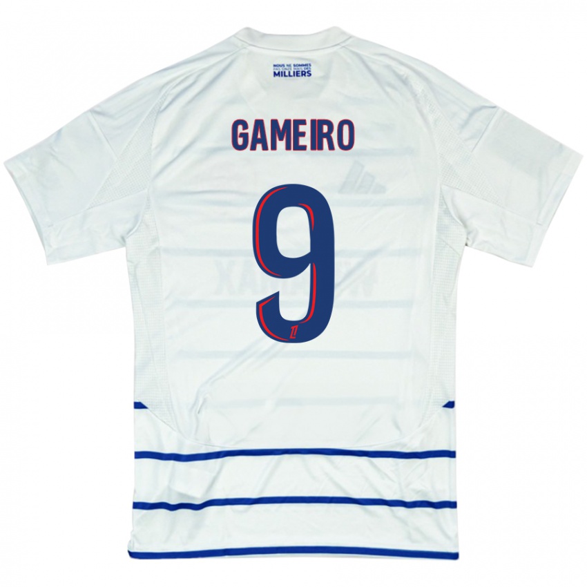 Damen Kévin Gameiro #9 Weiß Blau Auswärtstrikot Trikot 2024/25 T-Shirt