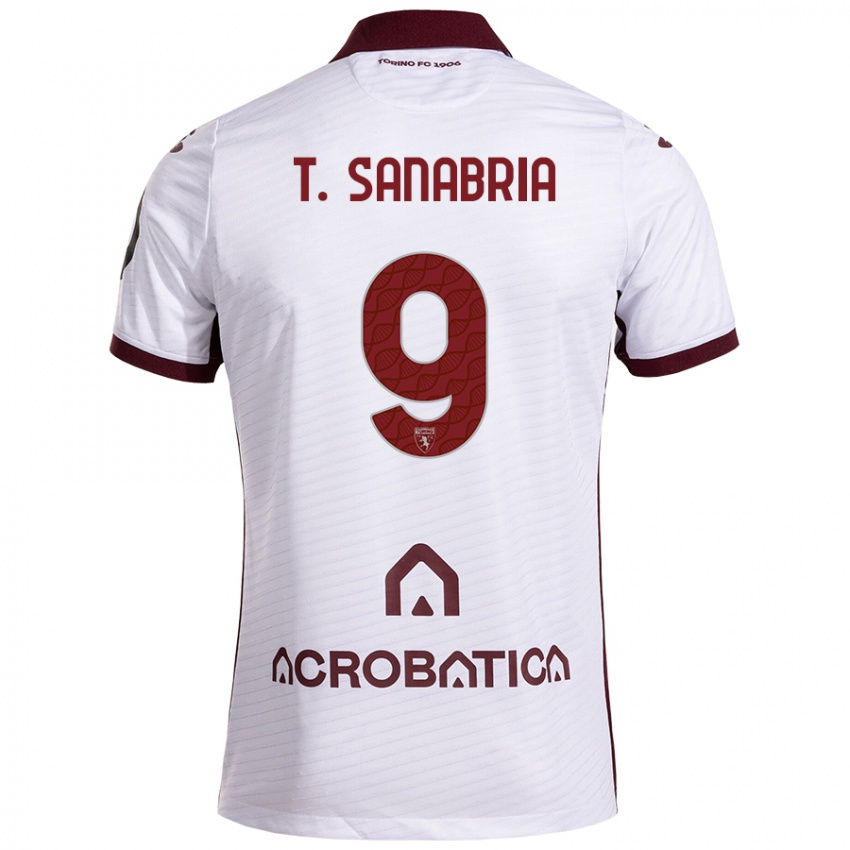 Damen Antonio Sanabria #9 Weiß Kastanienbraun Auswärtstrikot Trikot 2024/25 T-Shirt