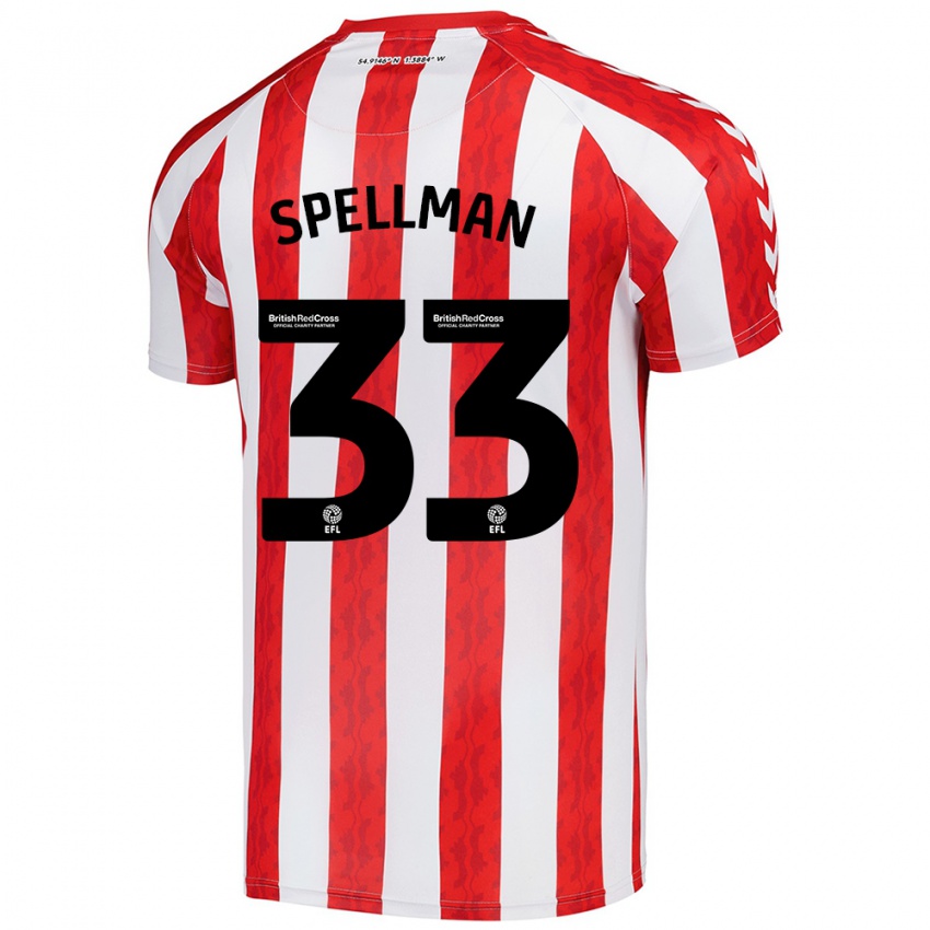 Kinder Michael Spellman #33 Rot Weiß Heimtrikot Trikot 2024/25 T-Shirt