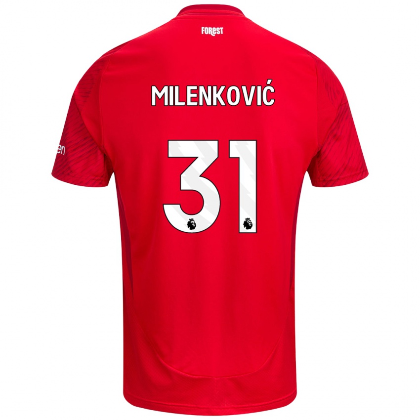 Kinder Nikola Milenković #31 Rot Weiß Heimtrikot Trikot 2024/25 T-Shirt