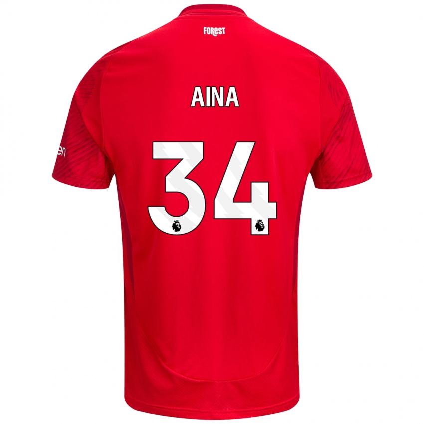 Kinder Ola Aina #34 Rot Weiß Heimtrikot Trikot 2024/25 T-Shirt