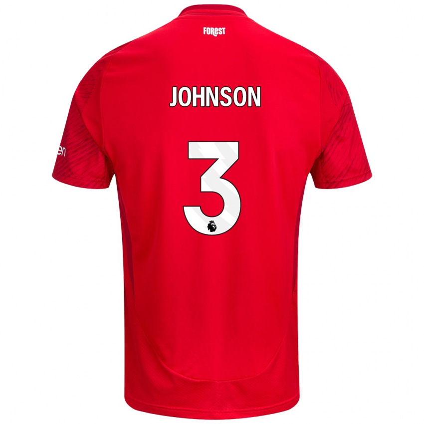 Kinder Nat Johnson #3 Rot Weiß Heimtrikot Trikot 2024/25 T-Shirt