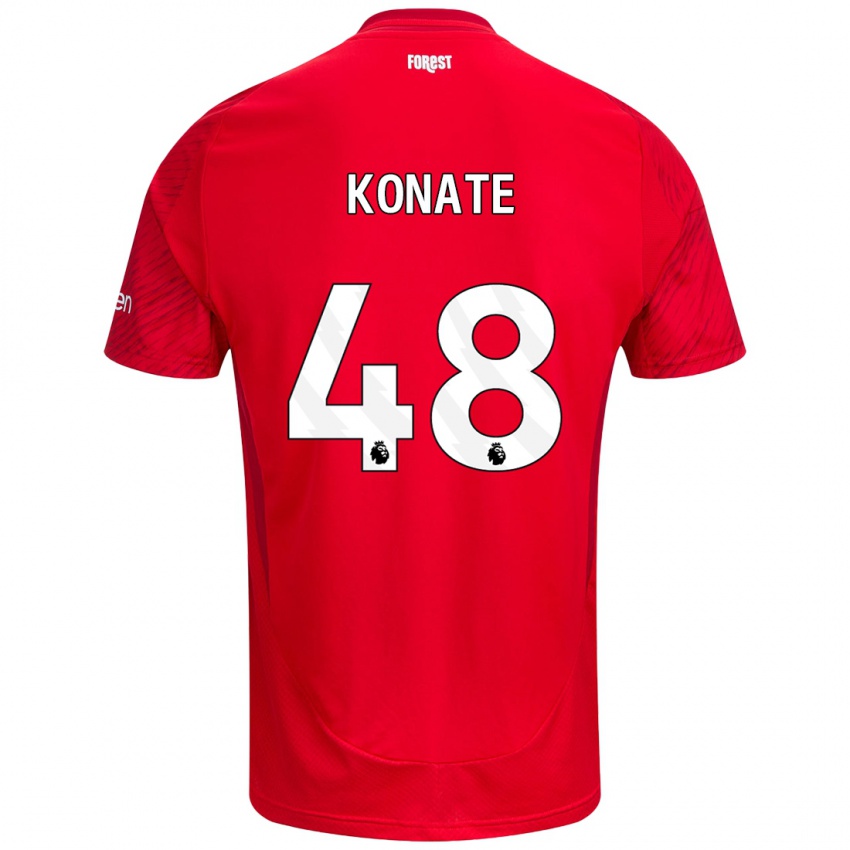 Kinder Ateef Konaté #48 Rot Weiß Heimtrikot Trikot 2024/25 T-Shirt