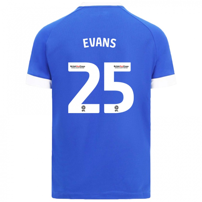 Kinder Kieron Evans #25 Himmelblau Heimtrikot Trikot 2024/25 T-Shirt