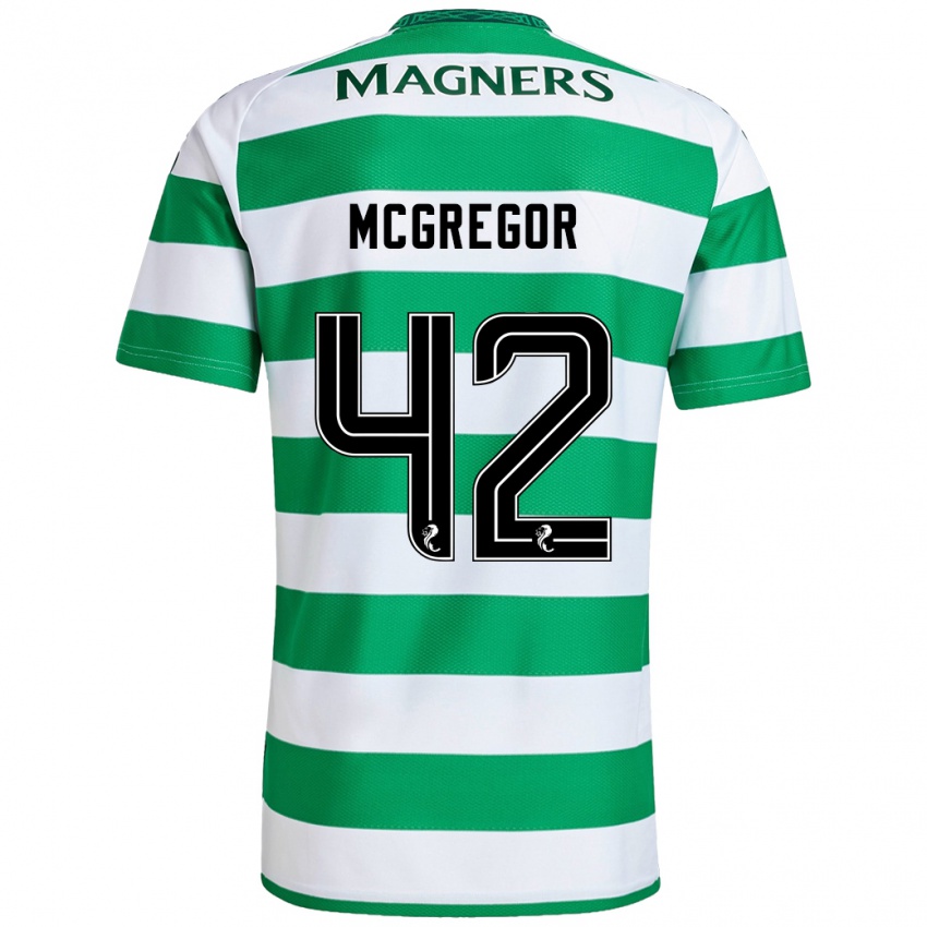 Kinder Callum Mcgregor #42 Grün Weiß Heimtrikot Trikot 2024/25 T-Shirt