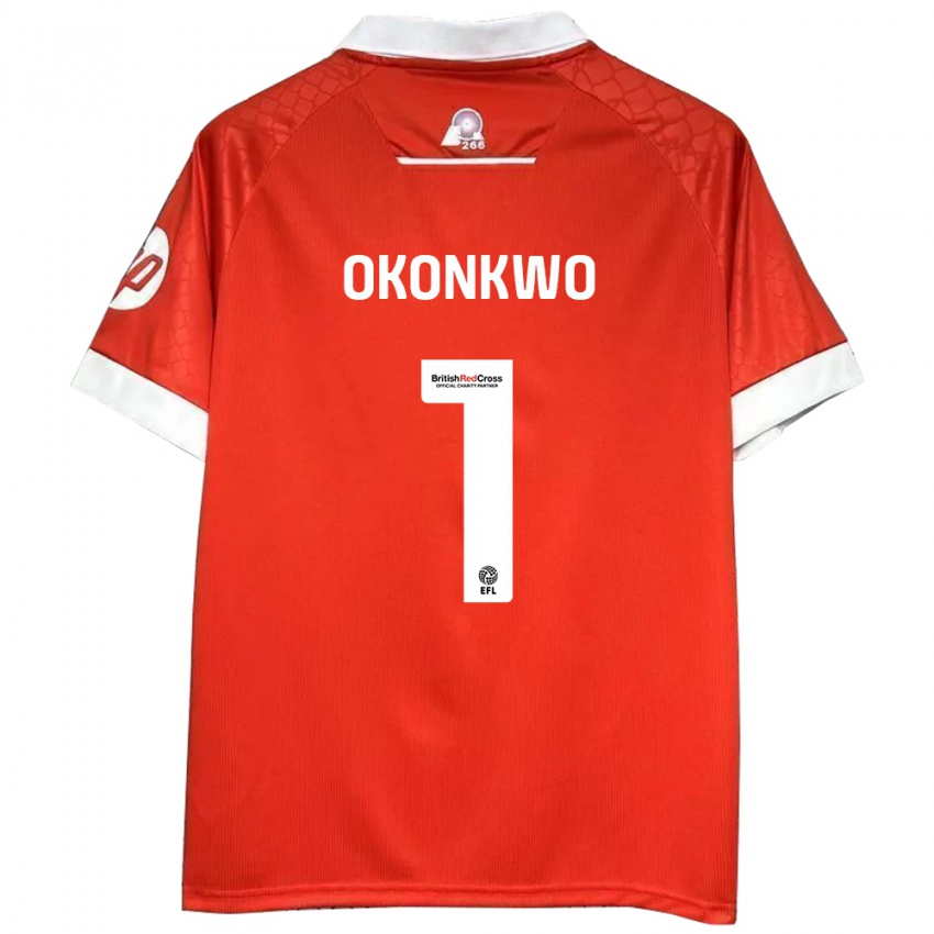 Kinder Arthur Okonkwo #1 Rot Weiß Heimtrikot Trikot 2024/25 T-Shirt