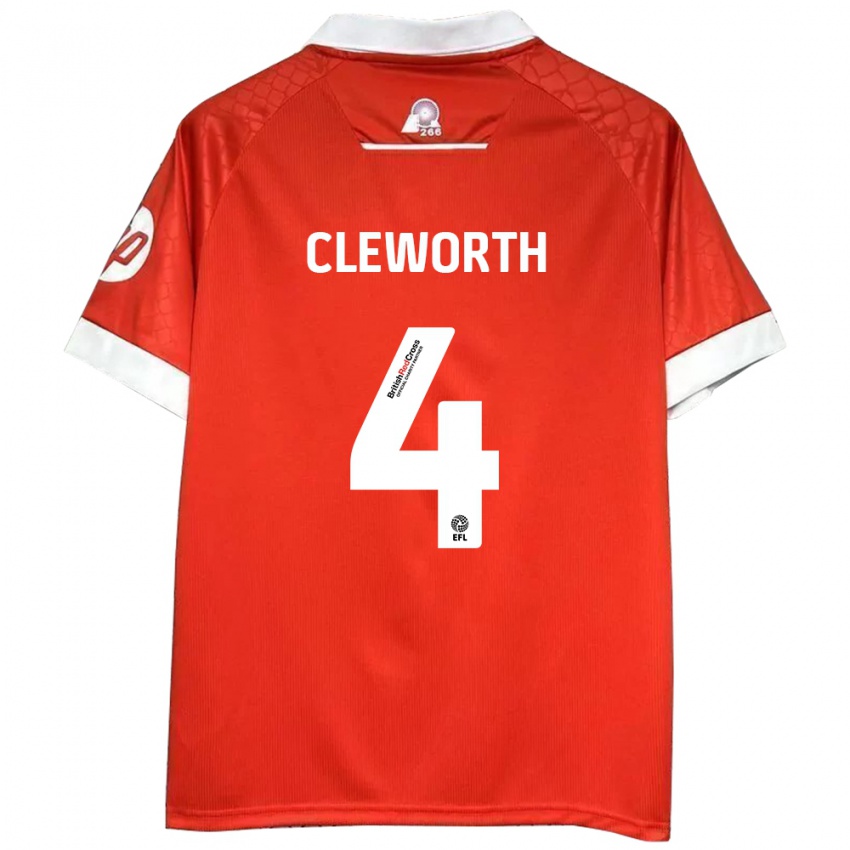 Kinder Max Cleworth #4 Rot Weiß Heimtrikot Trikot 2024/25 T-Shirt