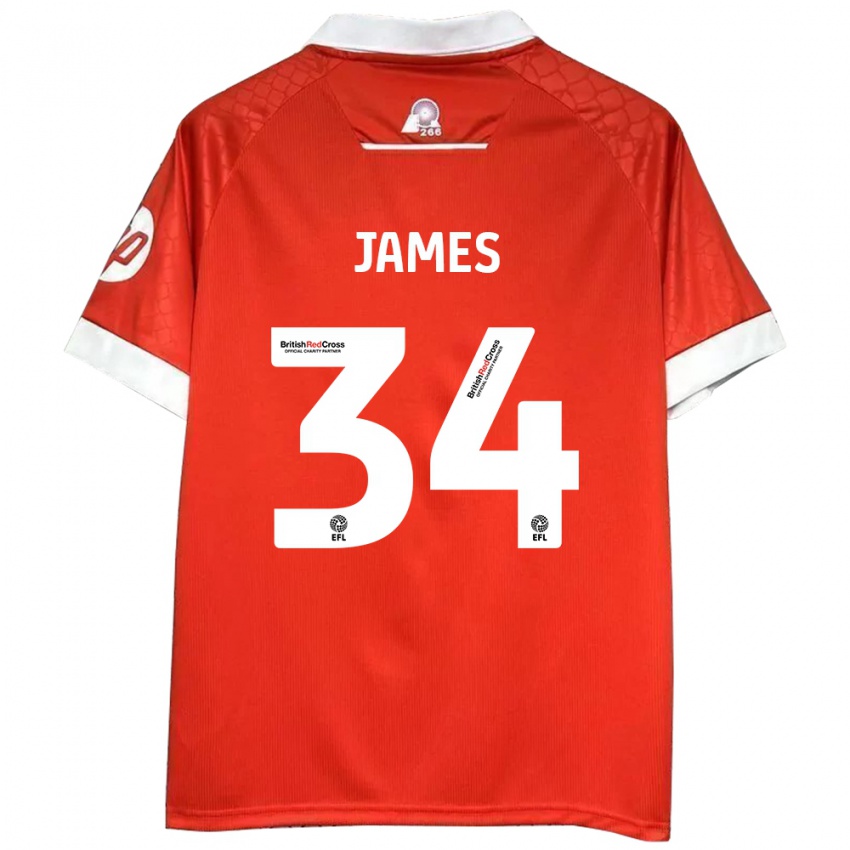 Kinder Aaron James #34 Rot Weiß Heimtrikot Trikot 2024/25 T-Shirt