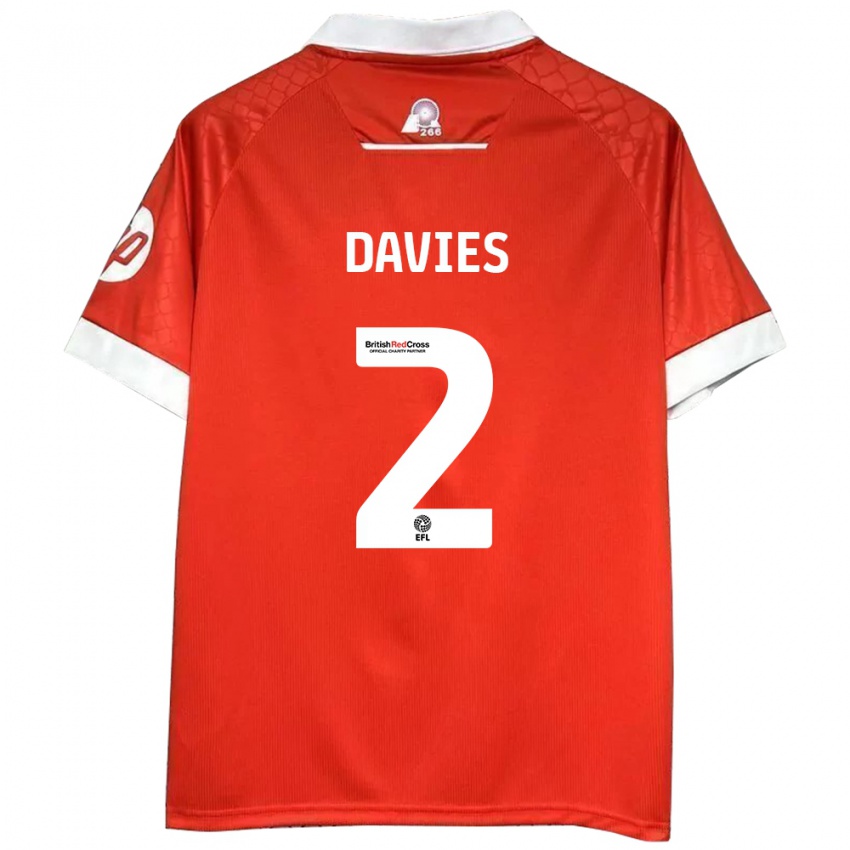 Kinder Phoebe Davies #2 Rot Weiß Heimtrikot Trikot 2024/25 T-Shirt