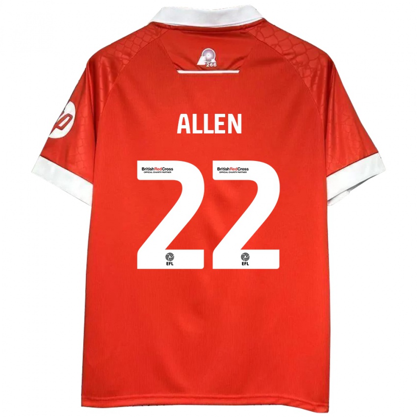 Kinder Keren Allen #22 Rot Weiß Heimtrikot Trikot 2024/25 T-Shirt